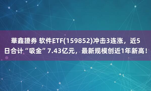 華鑫證券 软件ETF(159852)冲击3连涨，近5日合计“吸金”7.43亿元，最新规模创近1年新高！