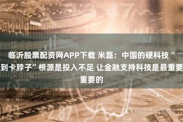 临沂股票配资网APP下载 米磊：中国的硬科技“遇到卡脖子”根源是投入不足 让金融支持科技是最重要的